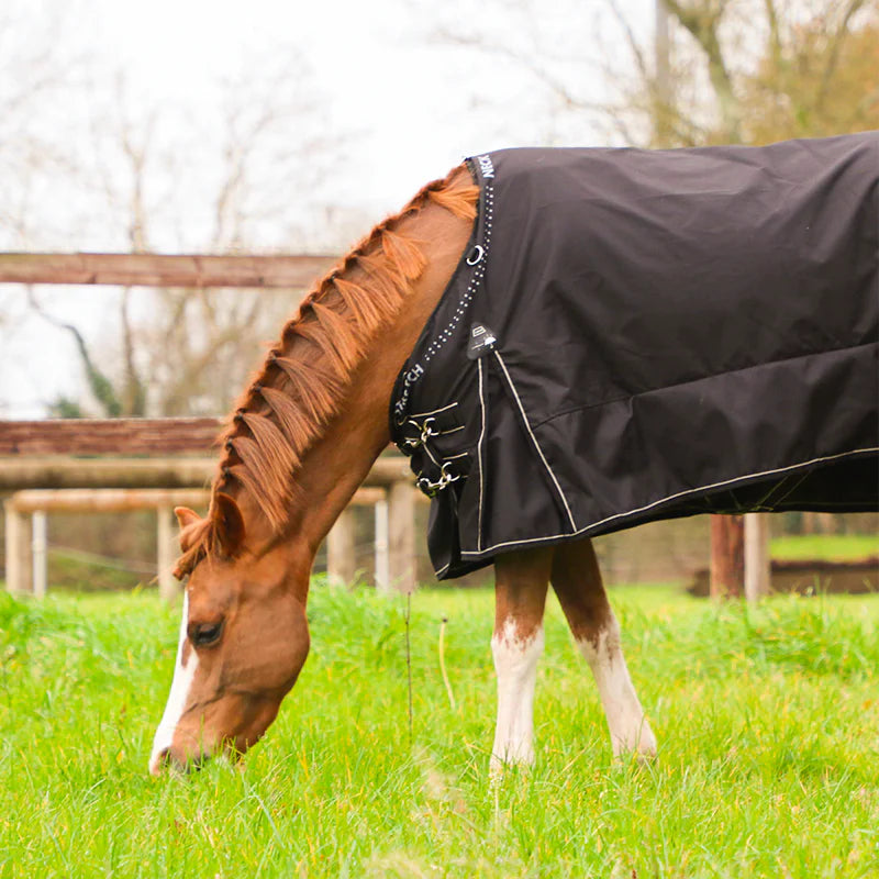TdeT - Turnout rug Stretch Neck® black/grey 300g | - Ohlala