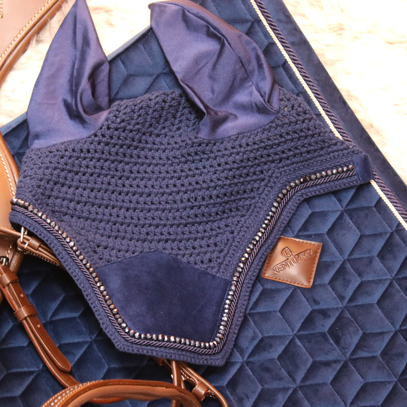 Kentucky Horsewear - Fly Veil Wellington Velvet pearls navy | - Ohlala