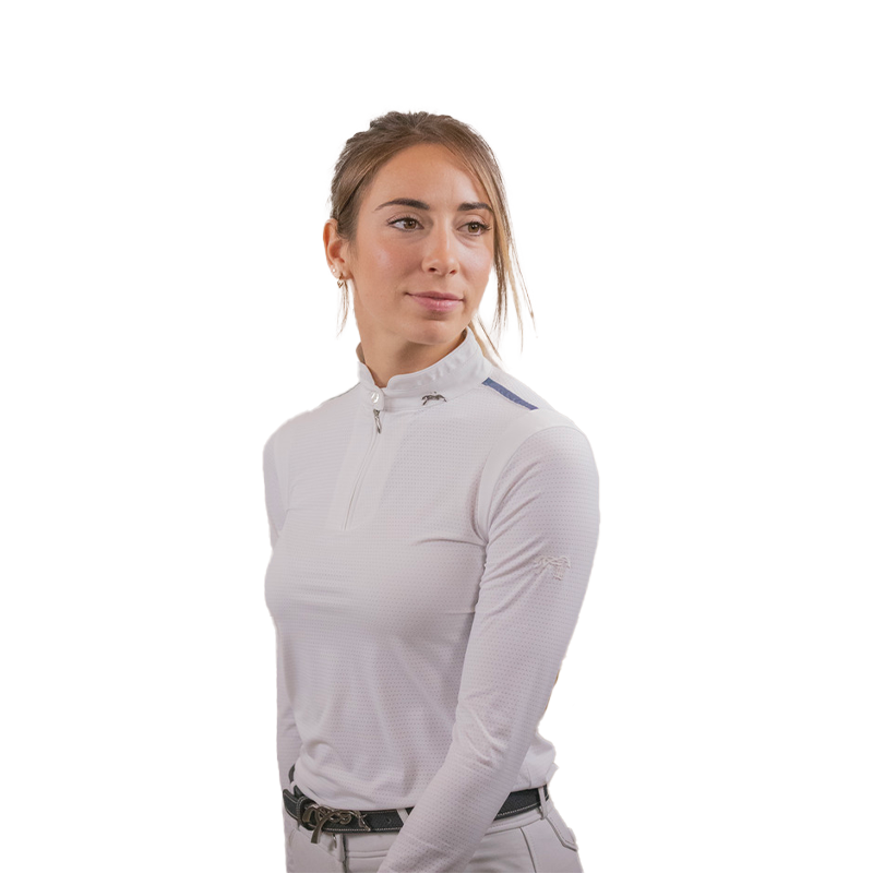 Pénélope Store - Dames wedstrijdpolo lange mouwen Séville mesh wit | - Ohlala