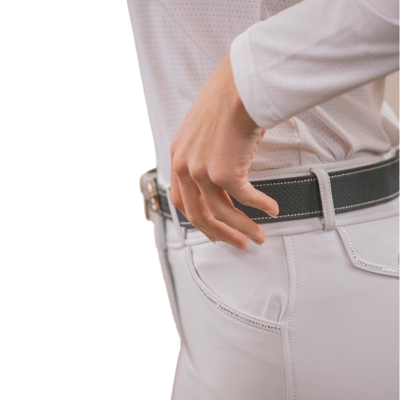 Pénélope Store - Dames wedstrijdpolo lange mouwen Séville mesh wit | - Ohlala
