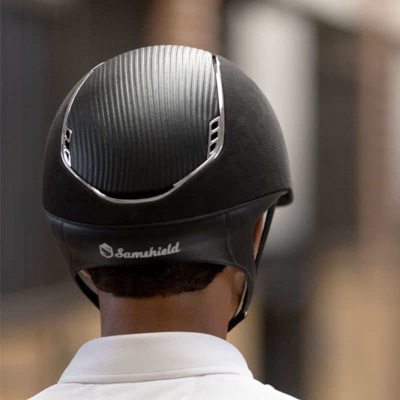 Samshield - Shadow 2.0 Premium Alcantara black top black leather riding helmet | - Ohlala