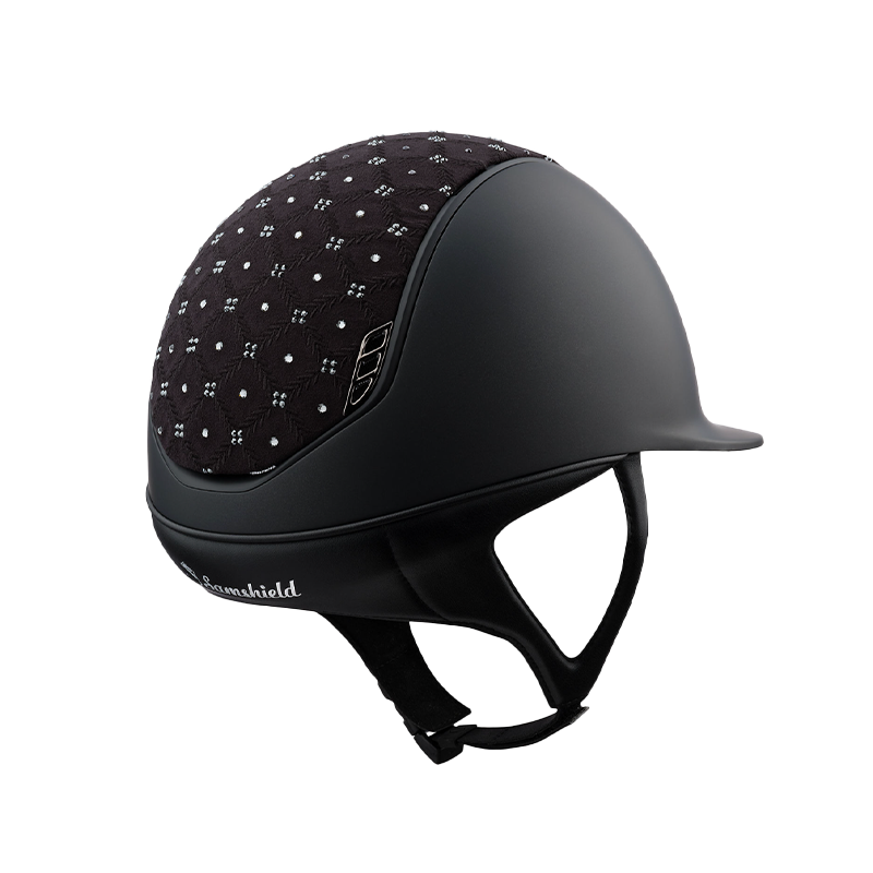 Samshield - Shadow Matt Black Royal Flower Swaroski Riding Helmet | - Ohlala