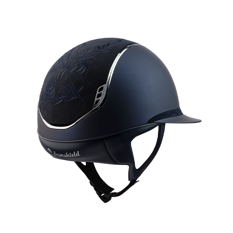 Samshield - Miss Shield 2.0 Shadowmatt blue Flower Embroidery riding helmet | - Ohlala