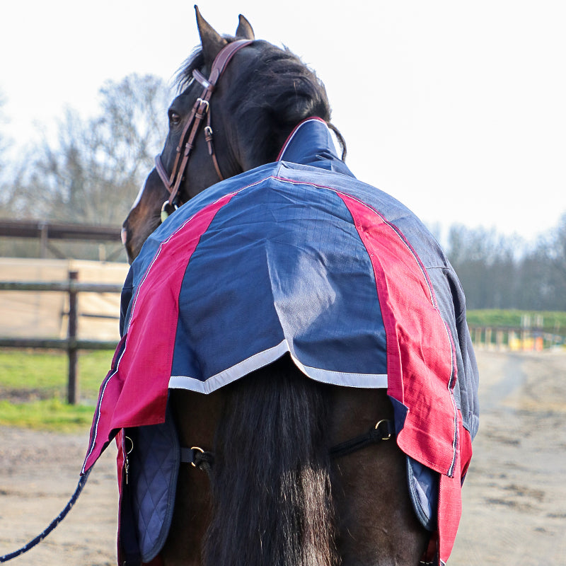 Equithème - Tyrex 1200D High Neck 0g Outdoor Rug Navy/Burgundy | - Ohlala