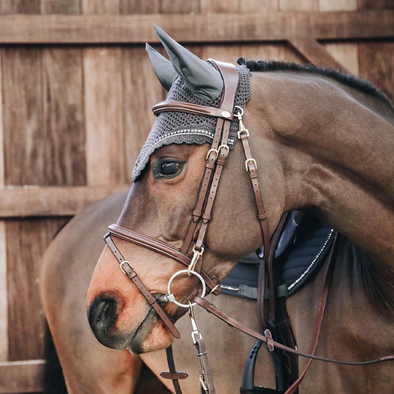 Kentucky Horsewear - Fliegenhaube Long Stone & Pearl geräuschdämpfend grau | - Ohlala