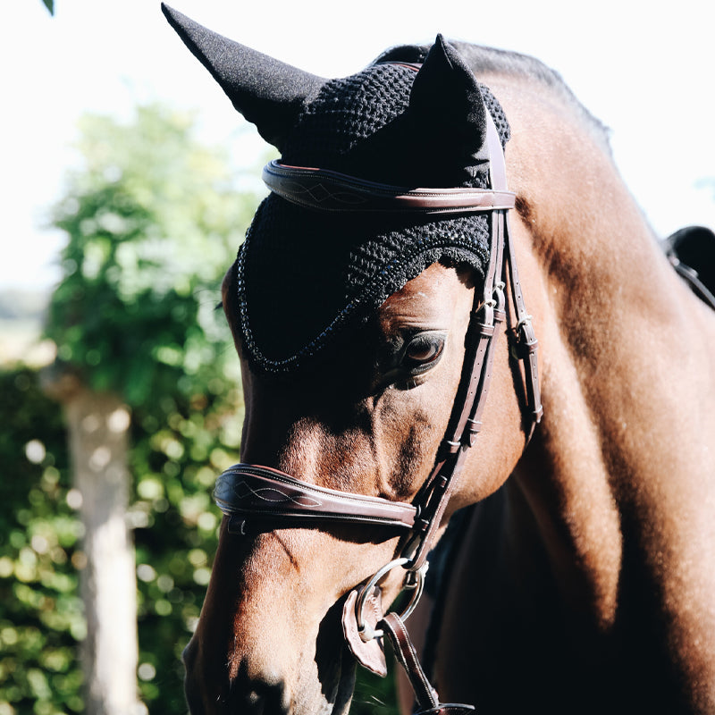 Kentucky Horsewear - Fliegenhaube Long Stone & Pearl geräuschdämpfend schwarz | - Ohlala