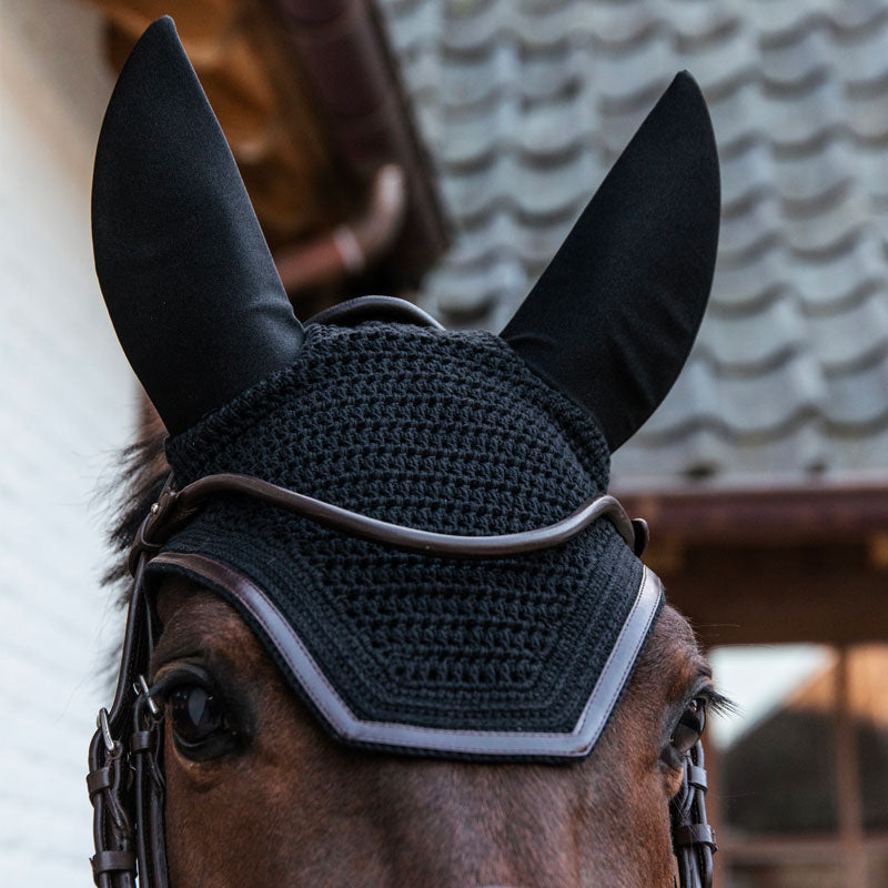 Kentucky Horsewear - Czapka Wellington skórzana kombi Anti-hałas czarna | - Ohlala