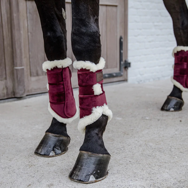 Kentucky Horsewear - Polaina de cuero velvet contrast burdeos | - Ohlala