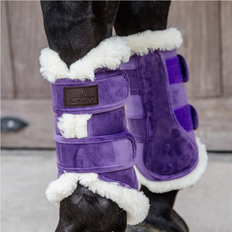 Kentucky Horsewear - ベルベットコントラストレザーブーツ ロイヤルパープル | - Ohlala