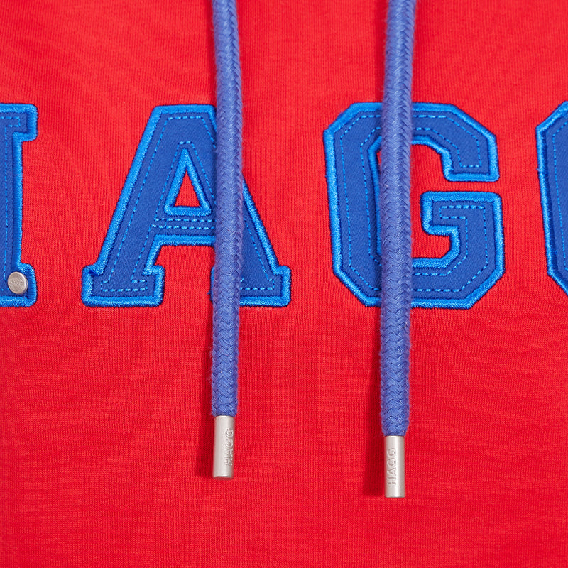 Hagg - Damen-Kapuzenpullover rot/königsblau | - Ohlala