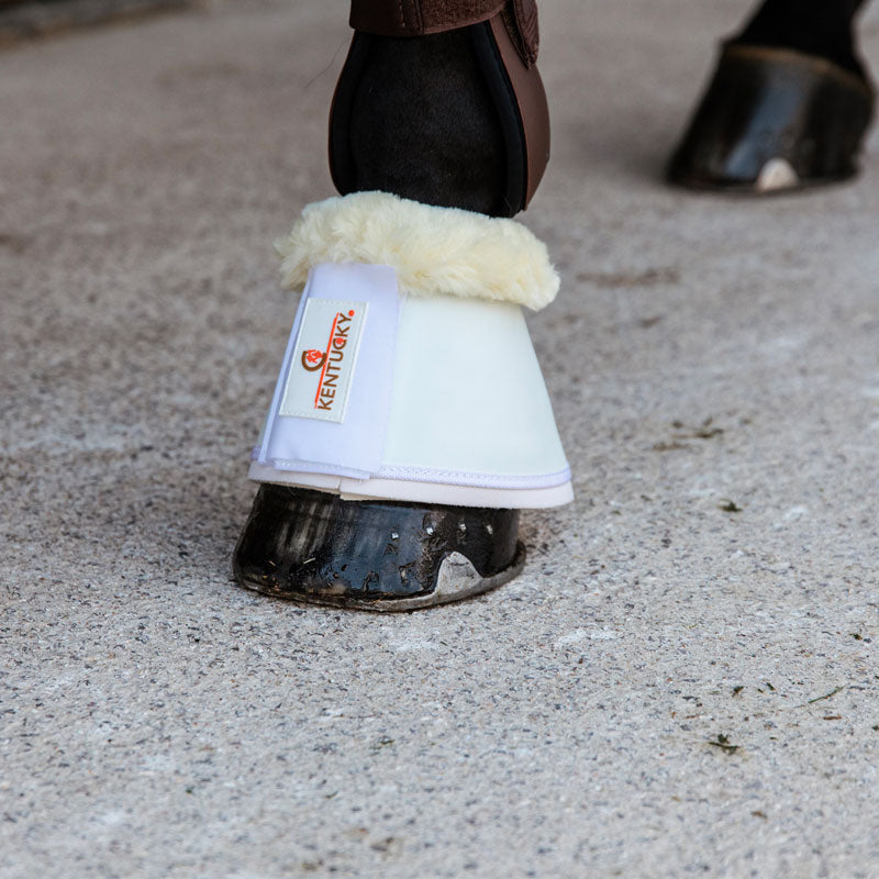 Kentucky Horsewear - Pferdeglocken Leder und Schaffell weiß | - Ohlala