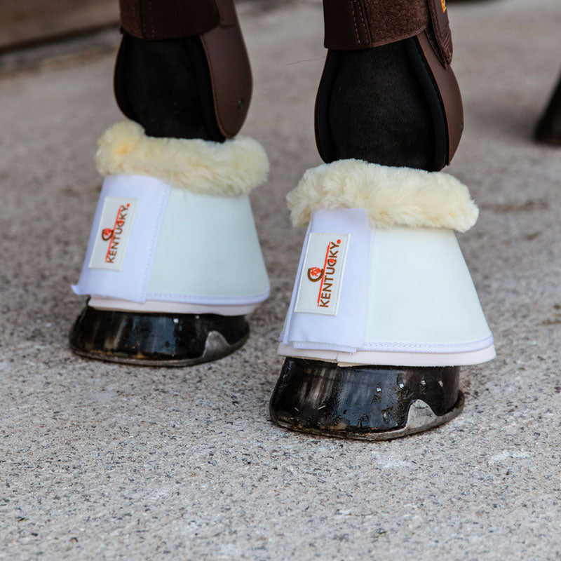 Kentucky Horsewear - Pferdegamaschen Leder und Lammfell weiß | - Ohlala