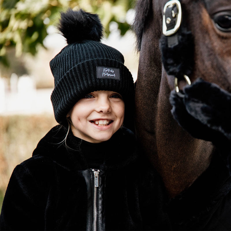 Kentucky Horsewear - Cuffietta con pompom nero | - Ohlala
