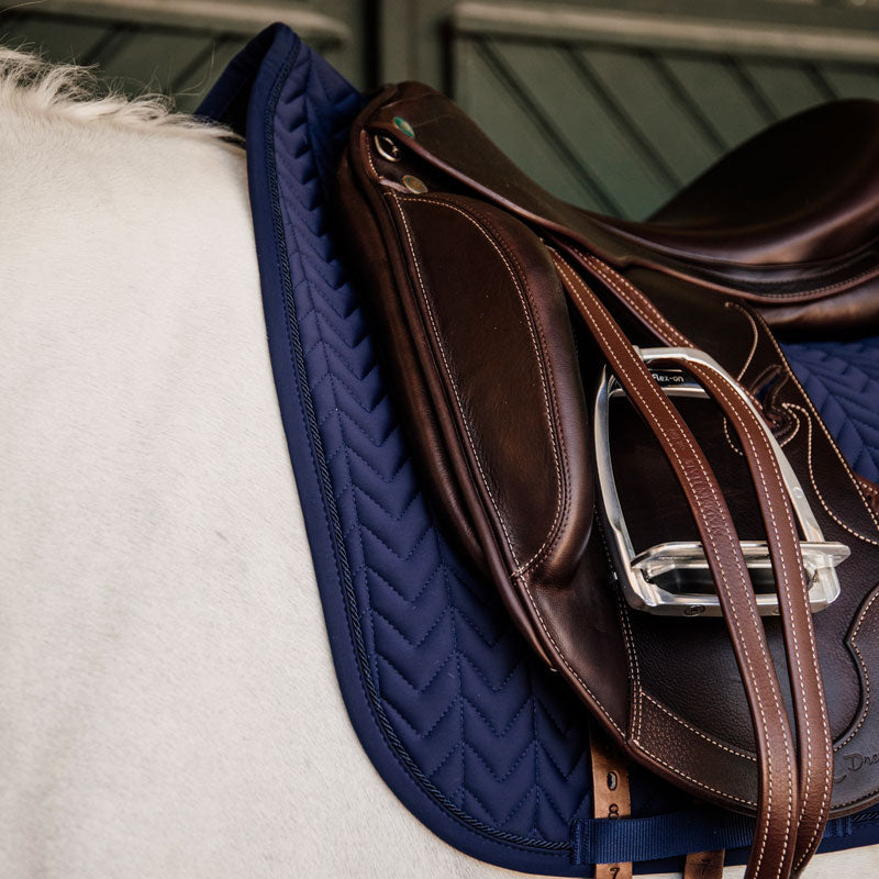Kentucky Horsewear - Fishbone navy dressage saddle pad | - Ohlala
