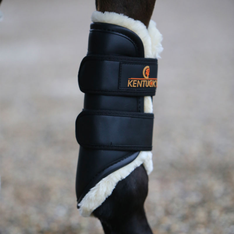 Kentucky Horsewear - Polainas de campo Turn Out cuero delanteras negro | - Ohlala