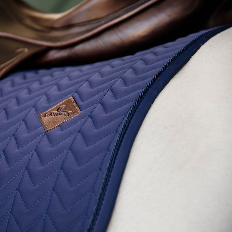 Kentucky Horsewear - Fishbone navy dressage saddle pad | - Ohlala
