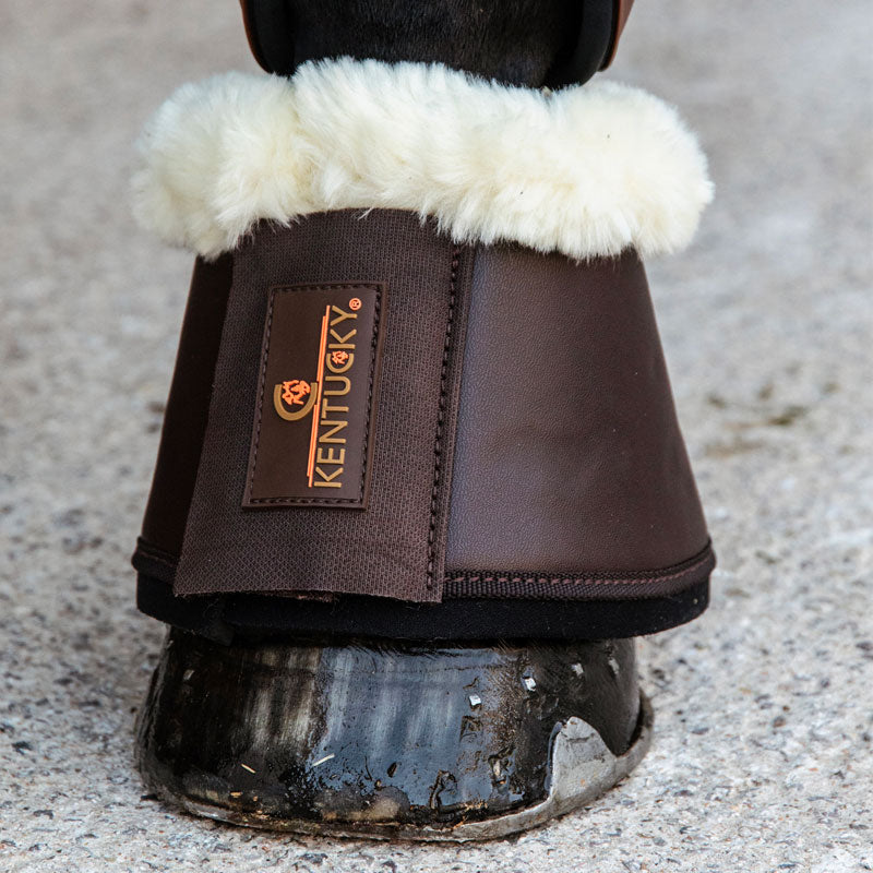 Kentucky Horsewear - Ochraniacze dla koni skóra i baranek brązowy/naturalny | - Ohlala