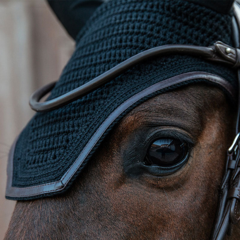 Kentucky Horsewear - Czapka Wellington skórzana kombi Anti-hałas czarna | - Ohlala