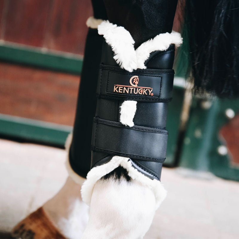 Kentucky Horsewear - Polainas de campo Turn Out cuero traseras negro | - Ohlala