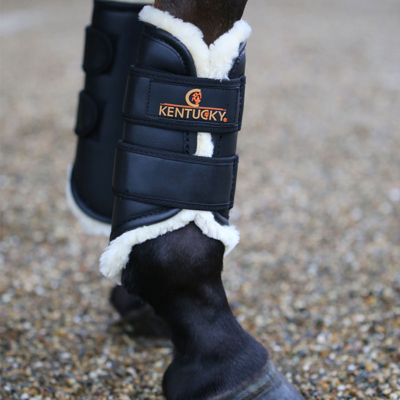 Kentucky Horsewear - Polainas de campo Turn Out cuero delanteras negro | - Ohlala