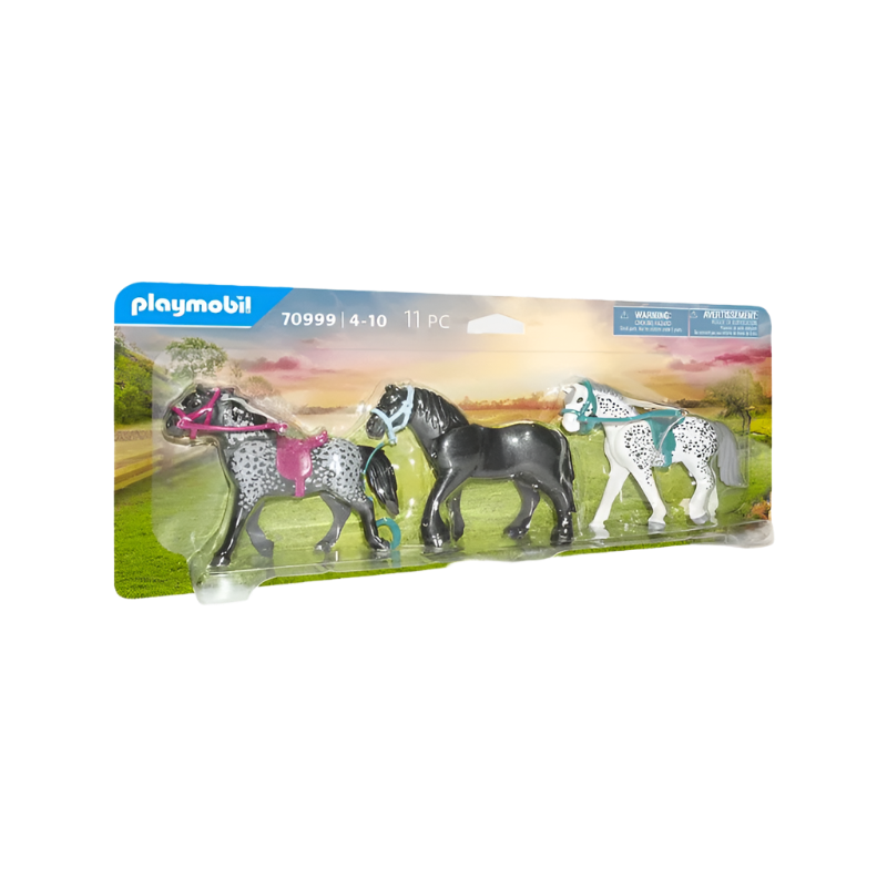 Playmobil - 3 Friesian/Knabstrupper/Andalusian horses