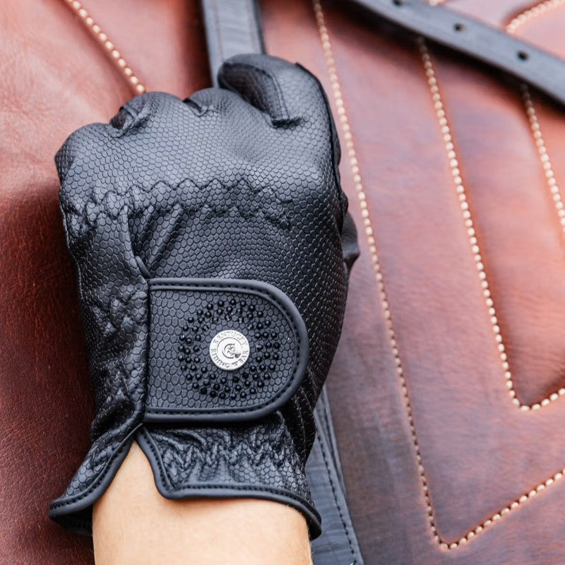 Kentucky Horsewear - Glitter riding gloves black/black | - Ohlala