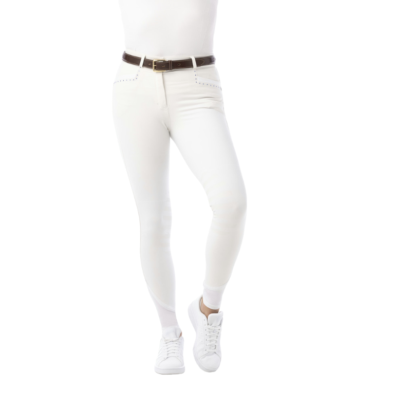 Equithème - Pantalon d'équitation fille Safir blanc/ bleu | - Ohlala