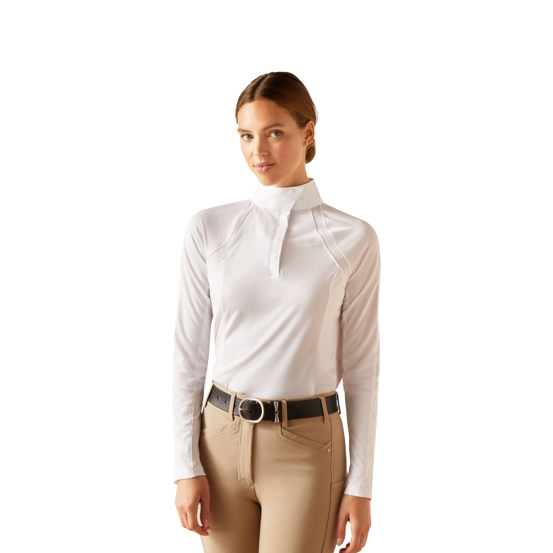 Ariat – Damen-Langarm-Turniershirt Sunstopper 3.0 in Weiß