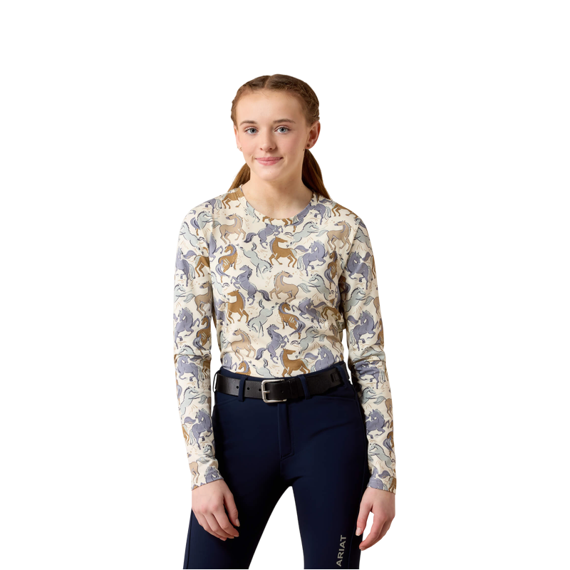 Ariat - T-shirt manches longues enfant Horsin' Around antique white print