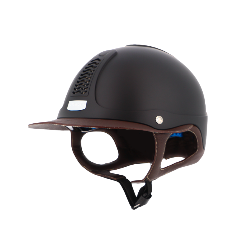 Antarès Sellier - Casque d'équitation Précision Galaxy noir chrome visière Eclipse marron