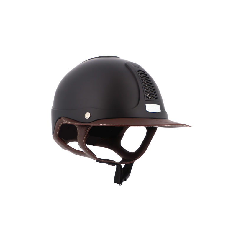 Antarès Sellier - Casque d'équitation Précision Galaxy noir chrome visière Eclipse marron