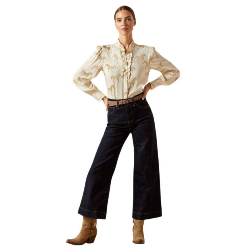 Ariat - Blouse à manches longues femme Cricklade watercolor horse print | - Ohlala