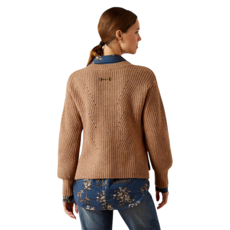 Ariat - Pull col V femme Blaydon woodsmoke heather | - Ohlala