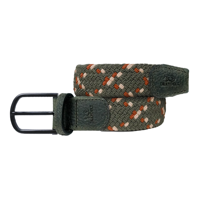 Billybelt - Ceinture tressée Orenoque vert/ rouge/ beige
