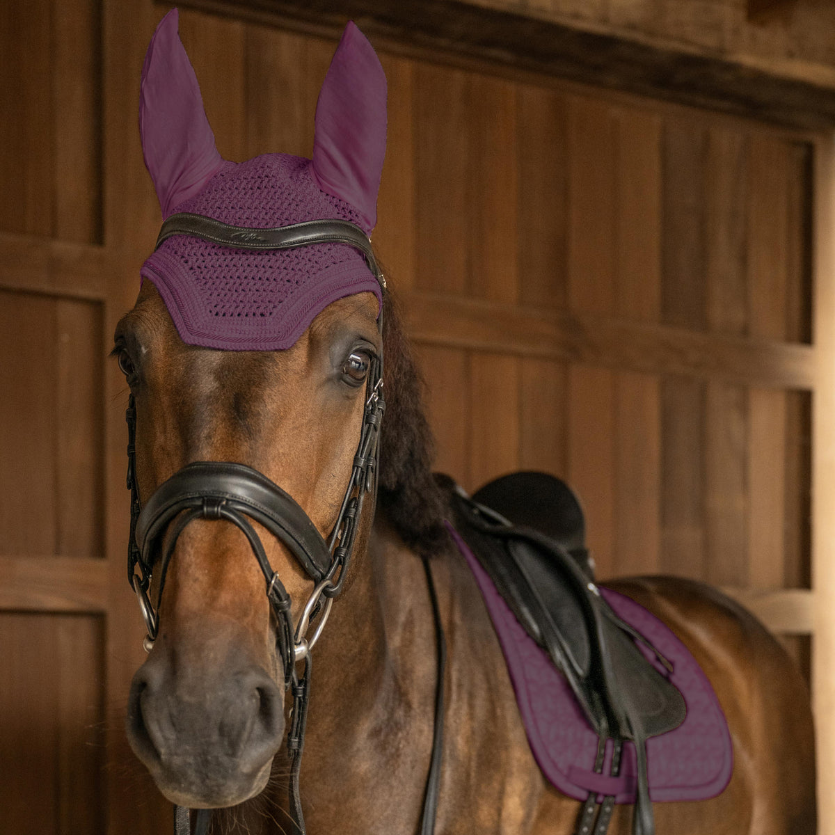 Wellington Full Sparkling Purple Horse Fly Bonnet - Kentucky Horsewear