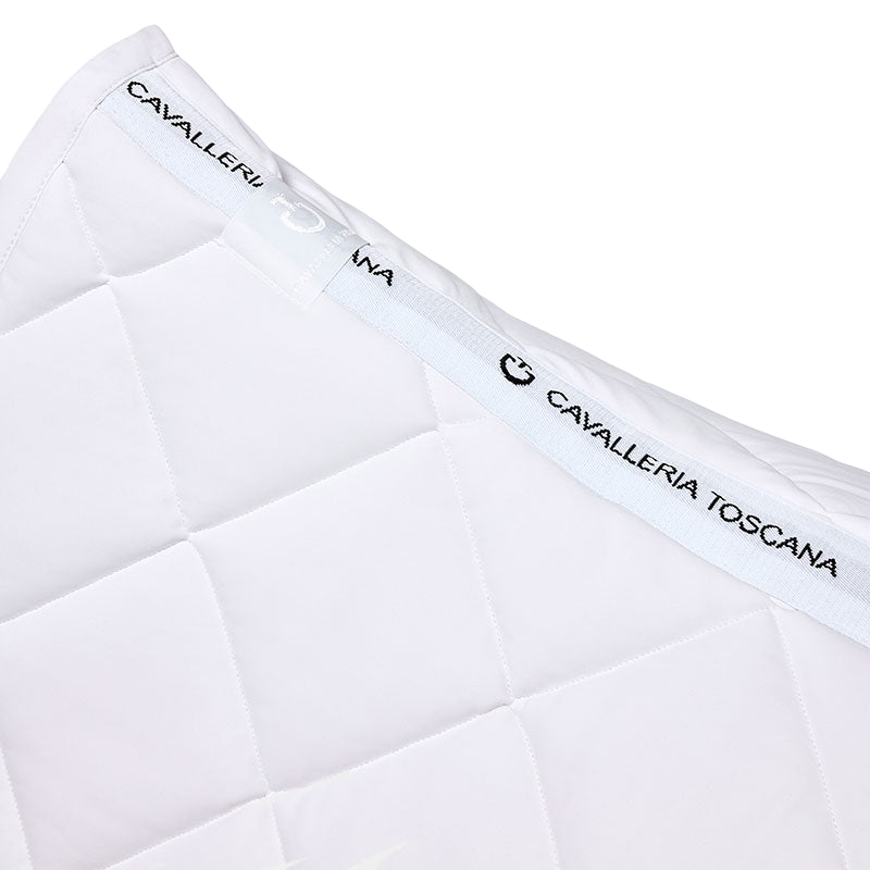 Cavalleria Toscana - Tapis de dressage Diamond Quilted Jersey blanc et logo noir | - Ohlala