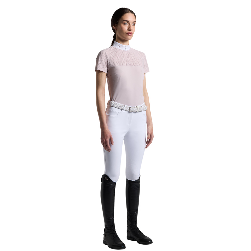 Cavalleria Toscana - Women's Short-Sleeve Competition Polo Perforated Jersey Inserts Violet Ice