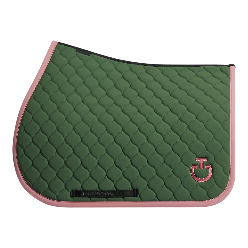Cavalleria Toscana - Tapis de selle Circular Quilted forest green/ candy pink