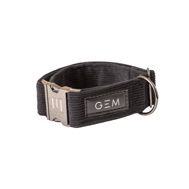 GEM Equitation - Collier pour chien en velours côtelé noir | - Ohlala