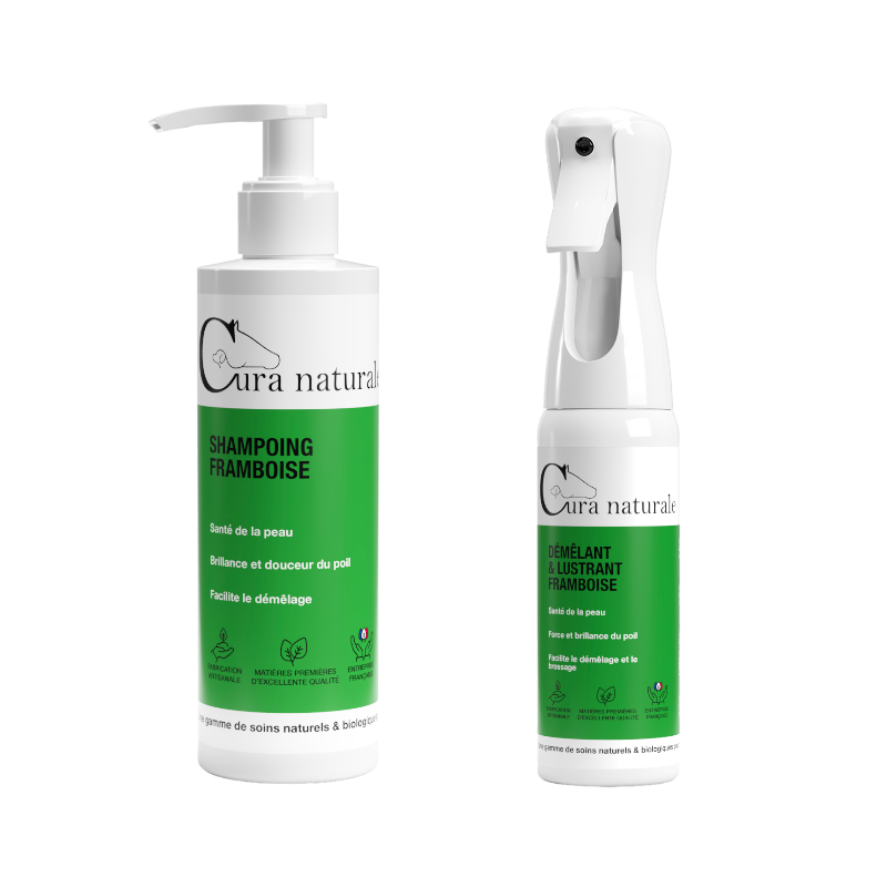 Cura Naturale - Pack shampoing 250 ml et démêlant 200 ml framboise