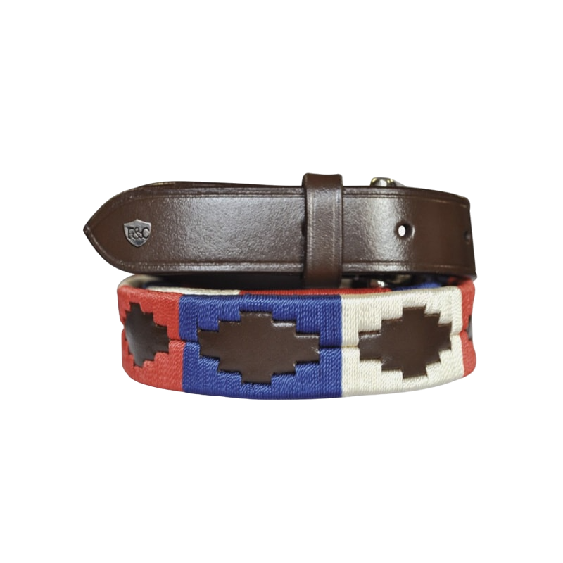 Flags &amp; Cup - Brown/blue/red Chukka Belt