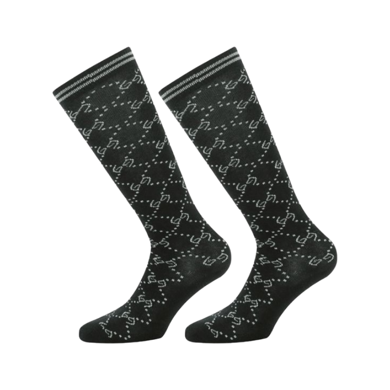 Equithème - Chaussettes d'équitation Marelle noir | - Ohlala