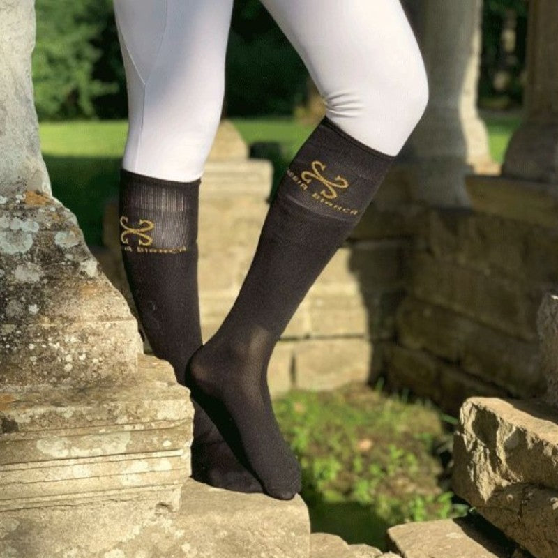 Sabbia Bianca - Sabbia black/gold riding socks (x1)