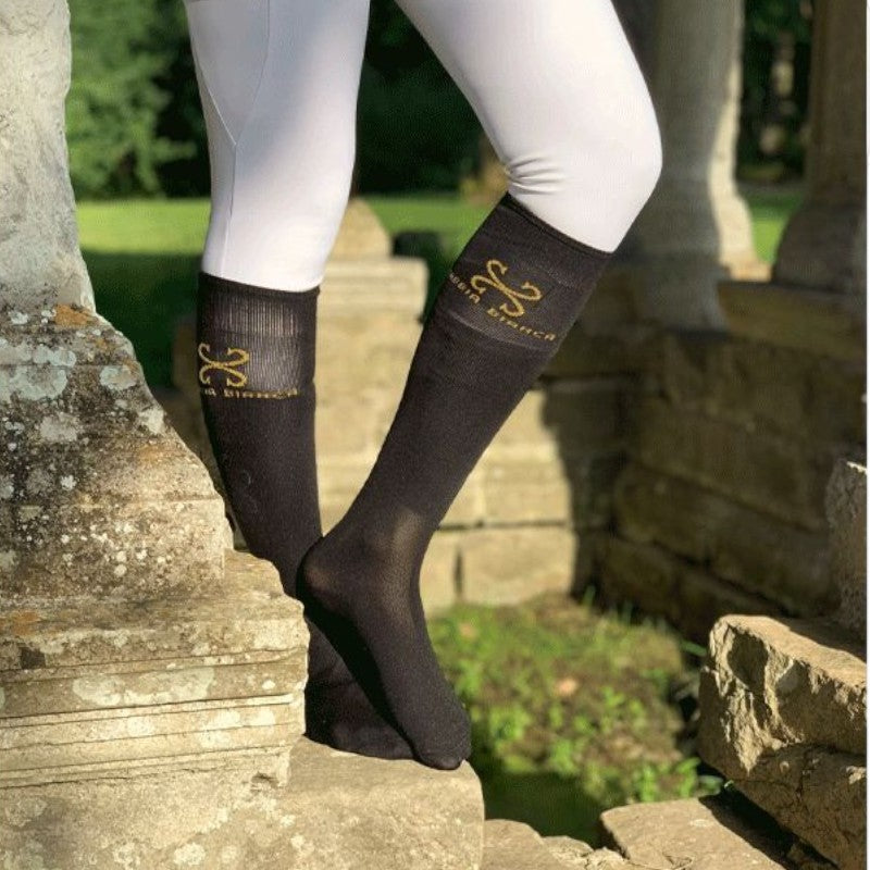 Sabbia Bianca - Sabbia black/gold riding socks (x1)