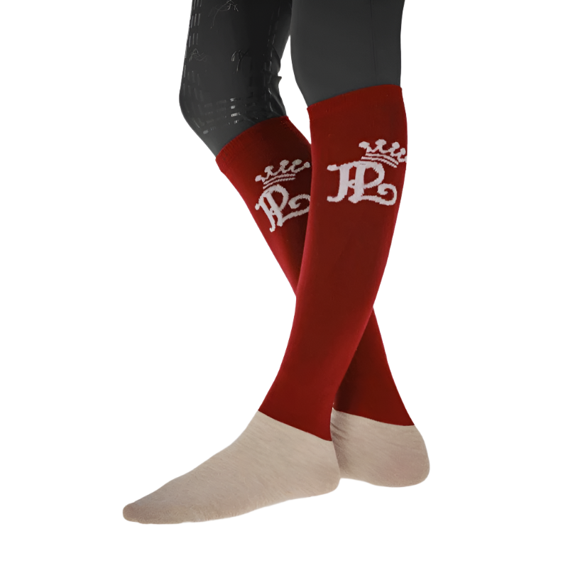 Pénélope Store - Red/cream competition riding socks (x2)