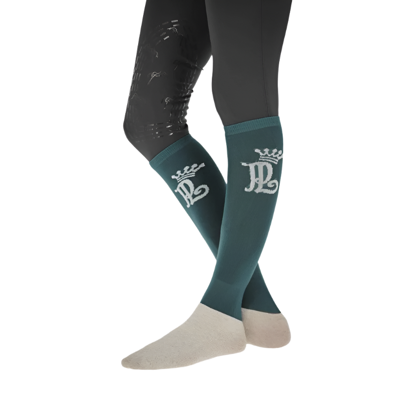 Pénélope Store - Green/cream competition riding socks (x2)