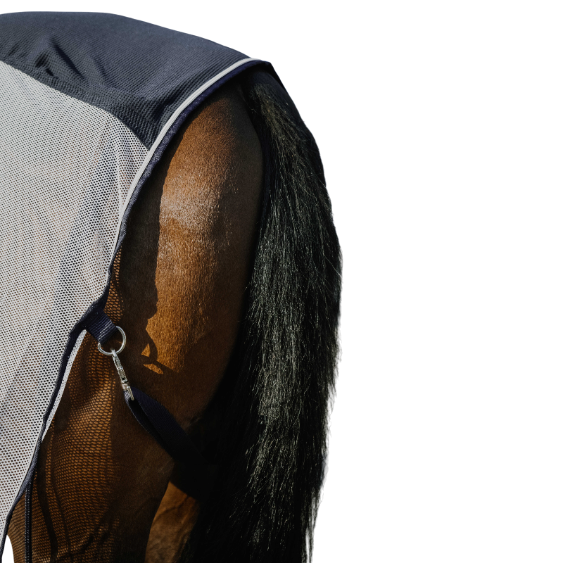 Equithème - Couverture anti-mouches Flycool marine/ blanc | - Ohlala