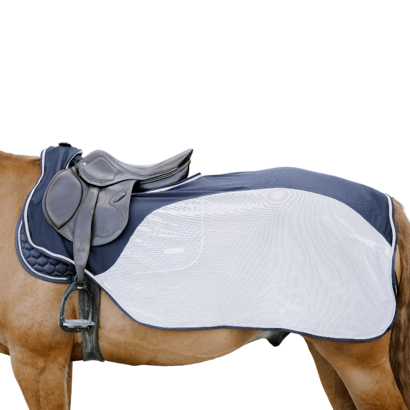 Equithème - Couvre-reins Flycool marine/ blanc | - Ohlala
