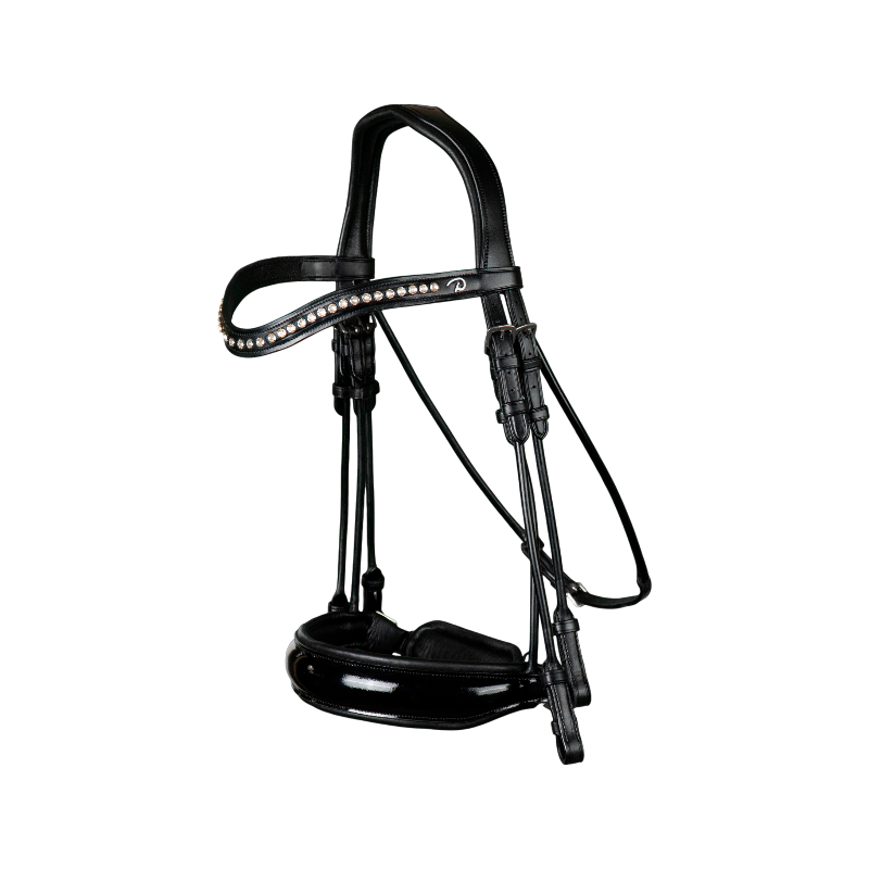 Dyon - Wide patent leather bridal halter New English collection black 