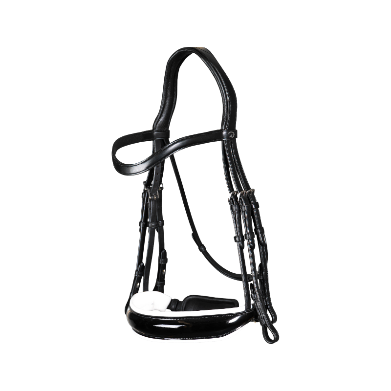 Dyon - Wide patent leather bridal halter with white lining New English collection black 